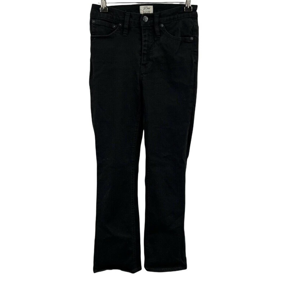 J. Crew Billie Demi Boot Crop Black Denim Jeans Cotton Blend Size 26